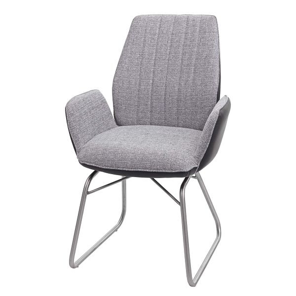 Chaise de salle à manger Mendler HWC-G73, cuisine/chaise à bascule, fonction bascule, tissu imitation cuir, acier inoxydable brossé, gris, 71923