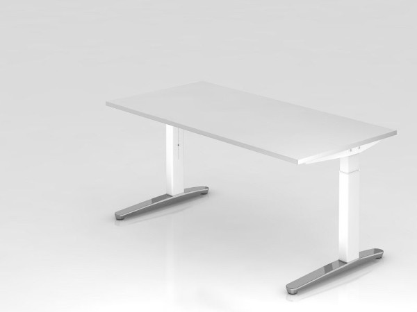 Bureau Hammerbacher pied C 160x80cm blanc/blanc, poli, forme rectangulaire, VXB16/W/WC