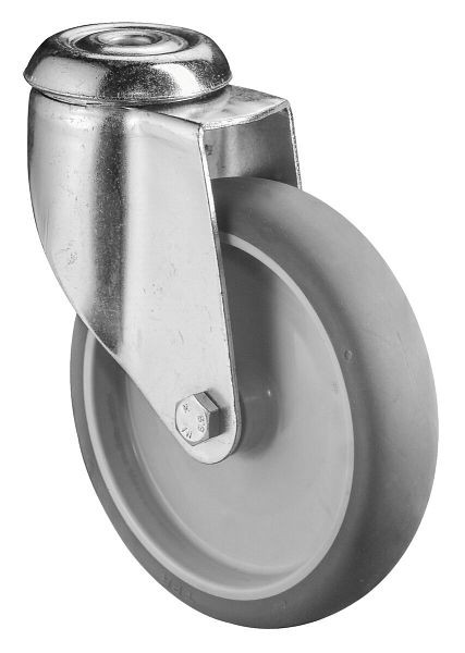 Roulettes BS Roulette de matériel lourd, largeur 31 mm, Ø125 mm, jusqu'à 100 kg, bande de roulement caoutchouc gris, corps de roue plastique, roulement lisse, lot de 2, C101.A80.125