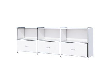 Buffet Kerkmann large avec 1 tiroir pour 2 OH, Artline, L 2360 x P 380 x H 780 mm, blanc, 13799810