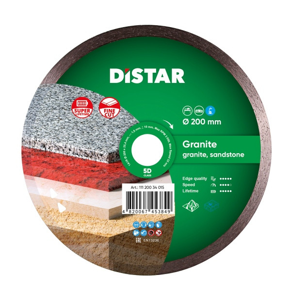 Disque à tronçonner diamanté Distar 1A1R 200 Granit, 11120034015
