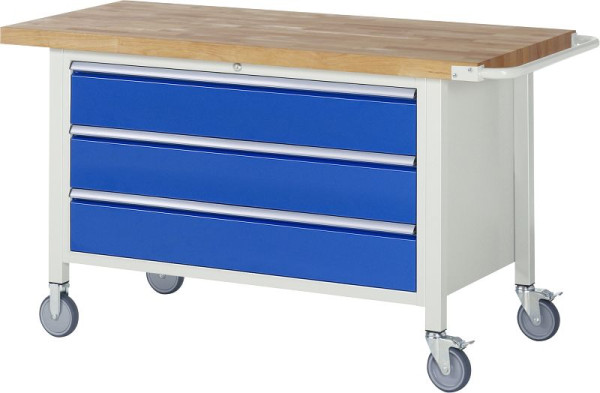 Etabli mobile RAU 8000 - modèle 8357, L1500 x P700 x H880-1080 mm, avec 3 tiroirs, 15-8357A2-157B4H.11