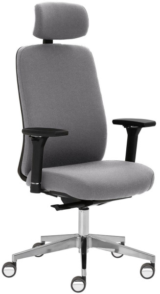 Chaise pivotante Mayer Sitzmöbel , accoudoirs 4D, piètement en aluminium, grandes roulettes pour sols durs, avec revêtement chromé, gris, 2229_AV4D_KS_SYM++_POL_ROB_30614