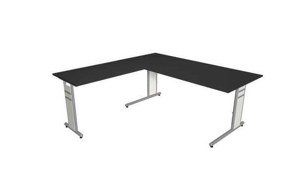 Bureau Kerkmann L 1800 x P 800 x H 680-820 mm avec rallonge/table supplémentaire, forme 4, coloris : anthracite, 11409913