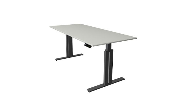 Table assis/debout Kerkmann L 1800 x P 800 mm, réglable en hauteur électriquement de 720 à 1200 mm, fonction mémoire, 4 hauteurs, gris clair, 10323810