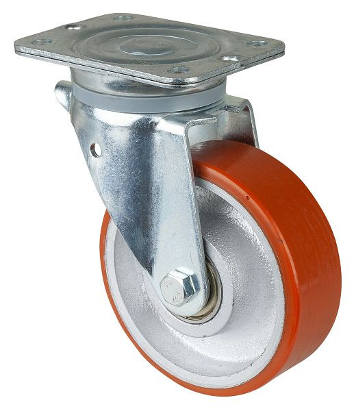 Roulette robuste BS Wheels, largeur de roue 50 mm, Ø roue 150 mm, capacité de charge 600 kg, polyuréthane coulé 95 Shore A, corps de roue en fonte, roulement à billes, N100.C10.154