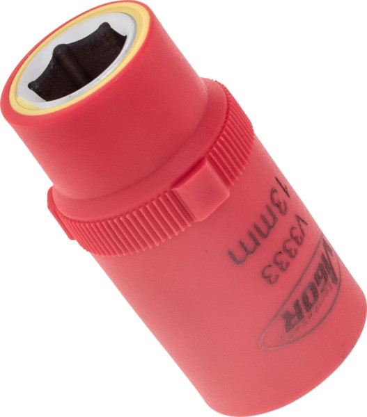 VIGOR Insert de clé à douille VDE, carré creux 12,5 mm (1/2 pouce), profil à six pans extérieurs, 13 mm, V3333