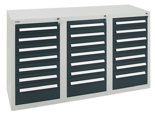 armoire à tiroirs émoussés série T-100/35-3, RAL 7035/7016, 21 tiroirs (18x100, 3x200mm), 8153271