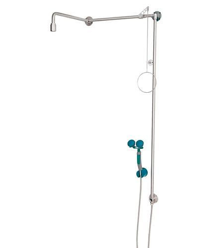Douche de corps B-SAFETY avec douchette oculaire à main avec 2 pommes de douche, acier inoxydable, installation au-dessus de la porte, BR 874095/75 l, 305312
