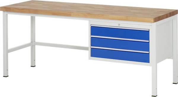 Etabli RAU série 8000 - modèle 8227, L2000 x P700 x H840-1040 mm, base système L1995 x P650 x H800-1000 mm, 03-8227A1-207B4H.11