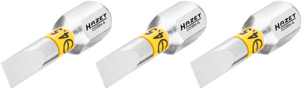 Embout Hazet, six pans plein 6,3 (1/4 pouce), profil fendu, 0,6 x 4,5 mm, nombre d'outils : 3, 2208N-6/3