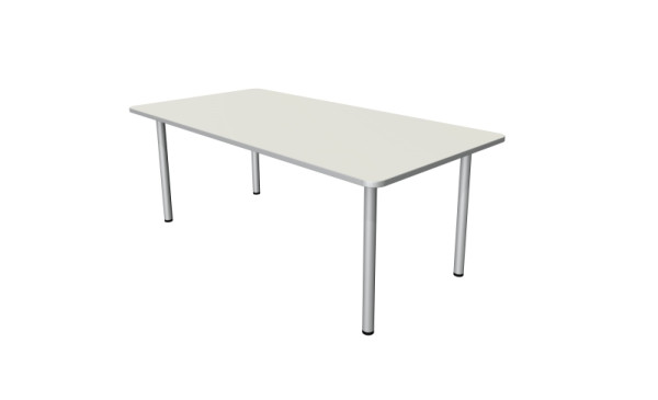 Kerkmann Desk Prime - L 2000 x P 1000 x H 750 mm, cadre 4 pieds en aluminium argent, blanc, 11040910