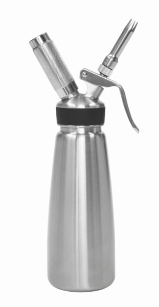 Distributeur de crème Schneider 0,5 litre, entièrement en acier inoxydable avec 3 buses différentes, 196050