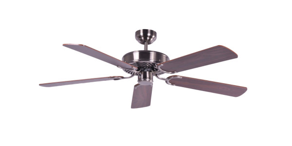 Ventilateur de plafond Pepeo Potkuri argent vieilli / noyer 132 cm avec chaînette, 1336201232v1