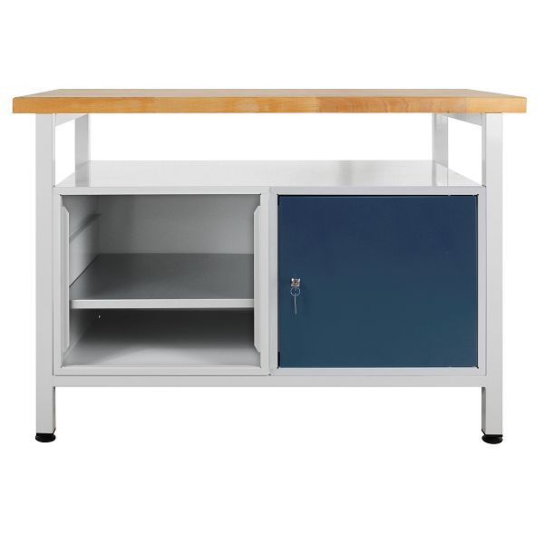 Porte d'établi ADB + partie étagère et étagère, dimensions : 1200x600x840mm (LxPxH), couleur table de travail : gris, RAL 7035, couleur porte : gris anthracite, RAL 7016, 42939