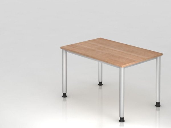 Bureau Hammerbacher 4 pieds rond 120x80cm noyer/argent, forme rectangulaire, VHS12/N/S