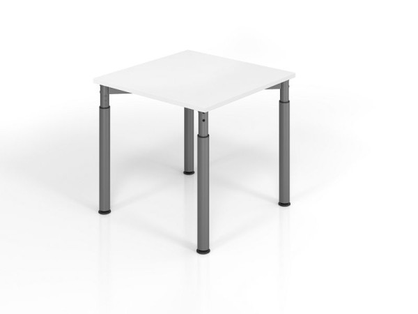 Bureau Hammerbacher YS08, 80 x 80 cm, plateau : blanc, épaisseur 25 mm, chant épais en ABS, forme rectangulaire, graphite, VYS08/W/G
