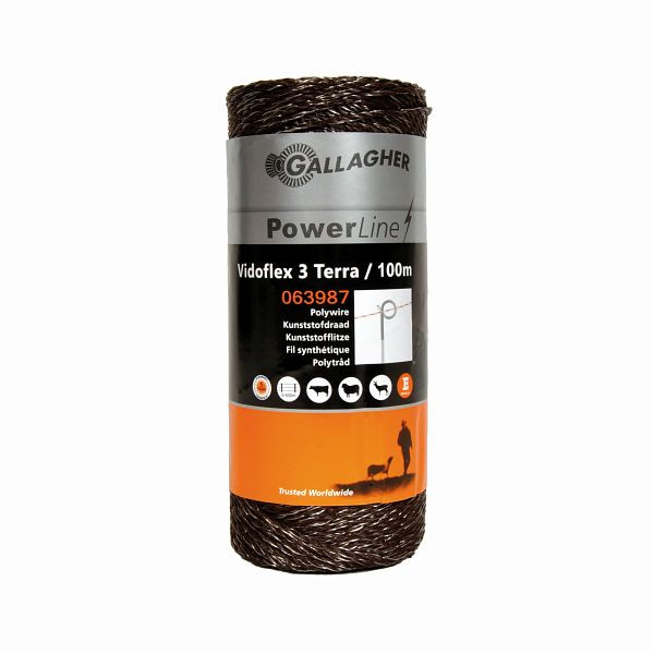 Gallagher Vidoflex 3 PowerLine 100m toron plastique terre, 063987