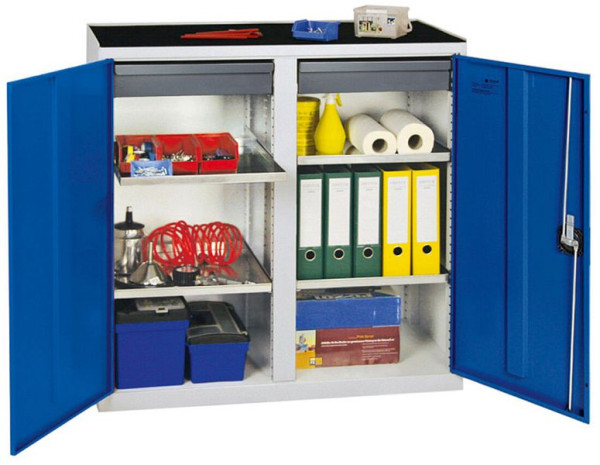 armoire à outils et matériaux émoussés série 3000, 7035/5010, 2 tiroirs 100 mm, 4 étagères, 3002274
