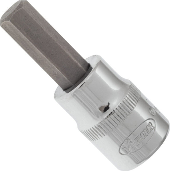 Embout de tournevis VIGOR, carré creux 10 mm (3/8"), profil six pans intérieur, 8 mm, longueur : 49 mm, pour commande manuelle, V2280N