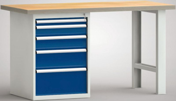 Etabli standard KLW, 1500 x 700 x 840 mm, avec plateau multiplex en hêtre, WS515N-1500M40-E0805