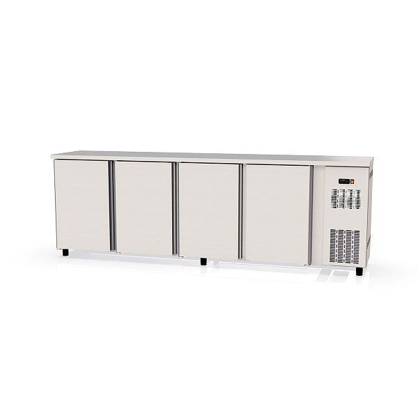 Table réfrigérée pour bar Vaiotec TOPLINE 530 inox / 4 portes, capacité nette 630 litres, 256,5x53x85 cm, 11388