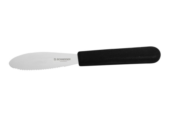 Couteau Schneider à bord dentelé, manche noir, 12cm, 260673