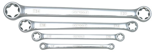 KS Tools CHROMEplus Torx E jeu de clés à double anneau, 4 pièces, 518.0860