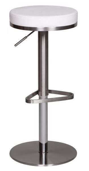 Tabouret de bar Wohnling blanc en acier inoxydable réglable en hauteur hauteur d'assise 57 - 82 cm, WL1.294