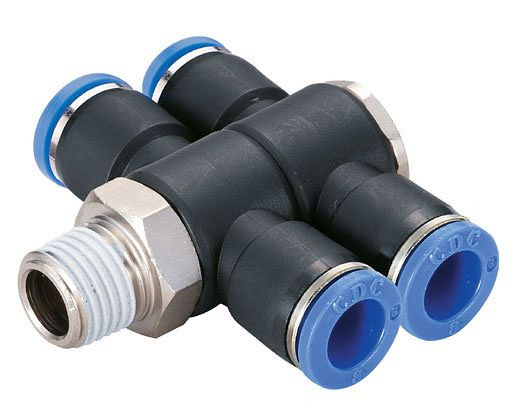 temporisateur B-TVTEdk2-8-3/8-KU, raccord vissé distributeur en T avec filetage conique, Ø tuyau : 8 mm, filetage : 3/8", UE : 4 pièces, 03181650