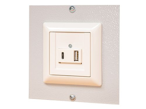 Plaque de recouvrement Bedrunka+Hirth avec ports USB A et USB C, dimensions en mm (LxH) : 125 x 125, 07.861.33