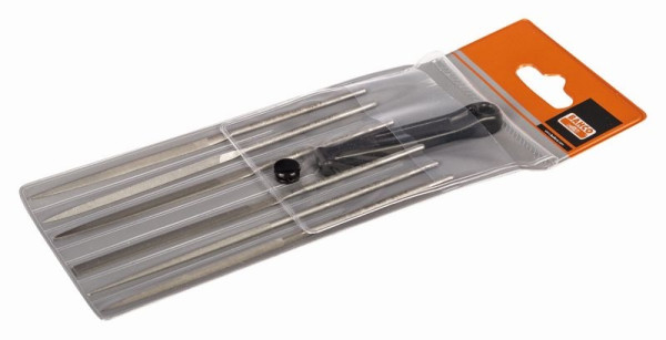 Jeu de limes aiguilles Bahco, 6 pièces, 140 mm, étui en plastique, coupe 4, 2-470-14-4-0