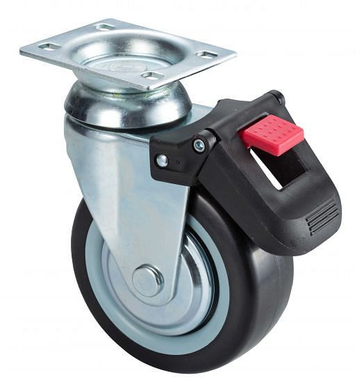 Boxo 125 mm roue pivotante TPR avec frein 1 pièce, P-52PS