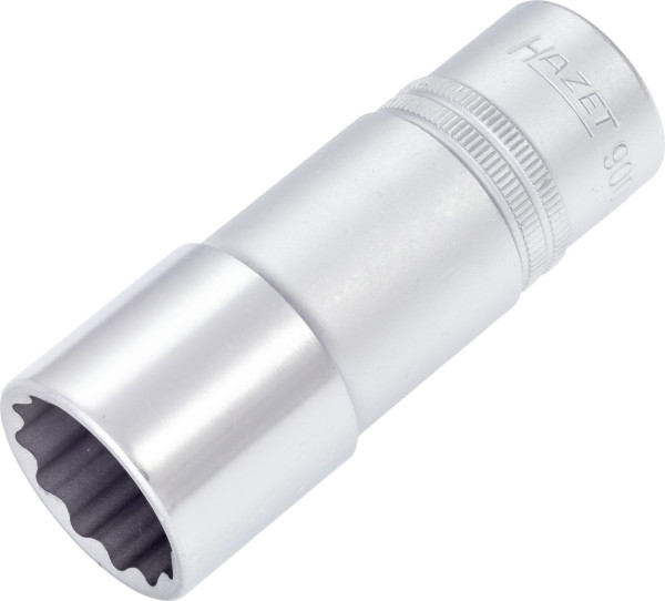 Embout pour clé à douille Hazet, double six pans, carré creux 12,5 mm (1/2 pouce), 24 mm, version longue avec moletage, 900TZ-24