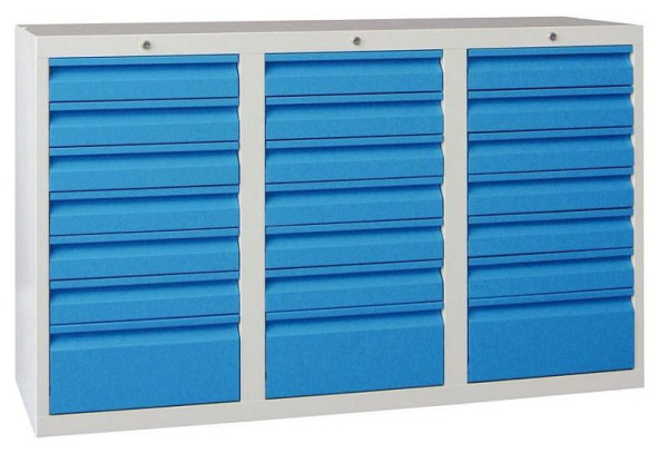 Guide coulissant pour armoire à tiroirs Pavoy, 900/1500/500, serrure à cylindre, 3 rangées, 18x100, 6x200, 43446-150-001-716512