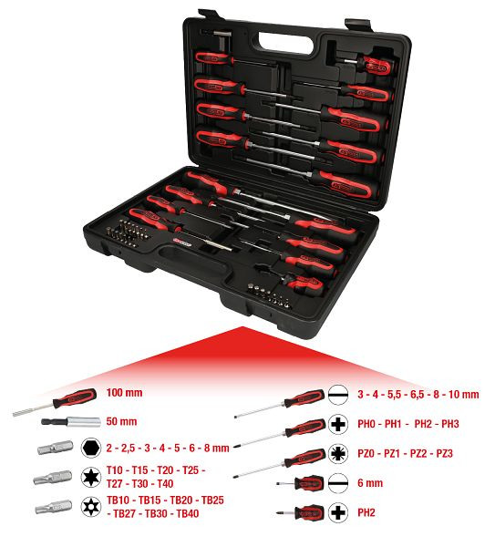 KS Tools Jeu de tournevis et d'embouts ERGOTORQUEplus, 39 pièces, 159.0100