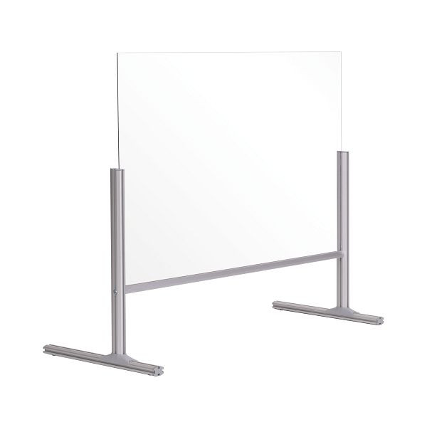 Plan de travail Bi-Office, protection anti-éclaboussures, verre, avec cadre en aluminium et pieds en aluminium 105x87x42,5cm, DSP713041