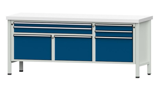 Établis ANKE Établi en caisson, modèle 281 V, 2000 x 700 x 850 mm, RAL 7035/5010, KSP 50 mm, 304.522
