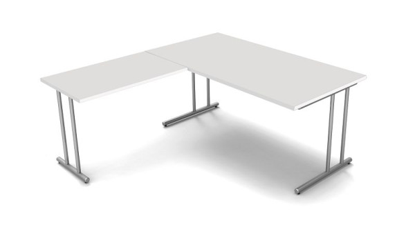Bureau Kerkmann L 1600 mm avec rallonge 1000 x 600 mm, gris clair, 11467311