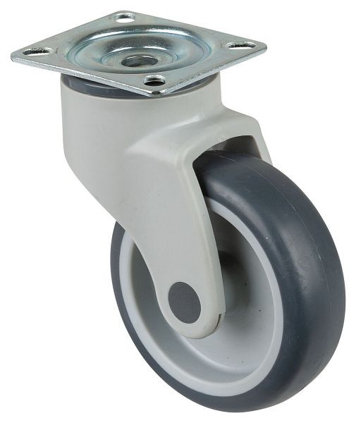 Rouleaux BS Rouleau en plastique, largeur de roue 32 mm, Ø roue 100 mm, capacité de charge 100 kg, bande de roulement en caoutchouc gris, palier lisse, lot de 2, C100.A81.100