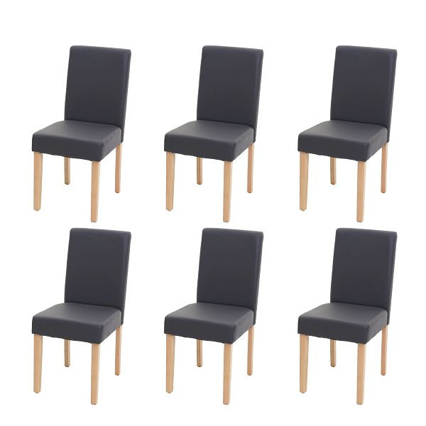 Ensemble de 6 chaises de salle à manger Mendler, chaises de cuisine, Littau, simili cuir, gris mat, pieds légers, 3x74522