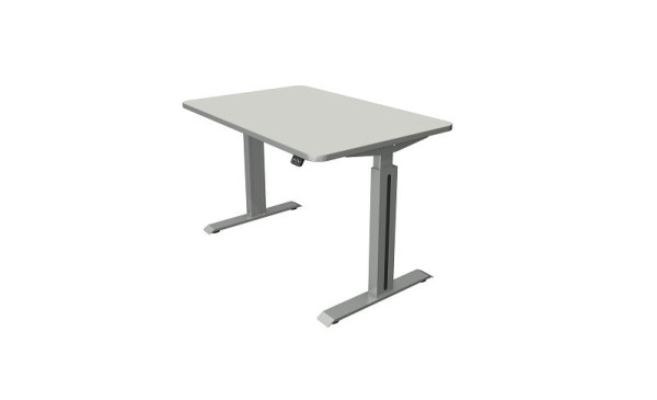 Kerkmann table debout/assise L 1200 x P 800 mm, argent, réglable en hauteur électriquement de 740 à 1230 mm, gris clair/argent, 10175611
