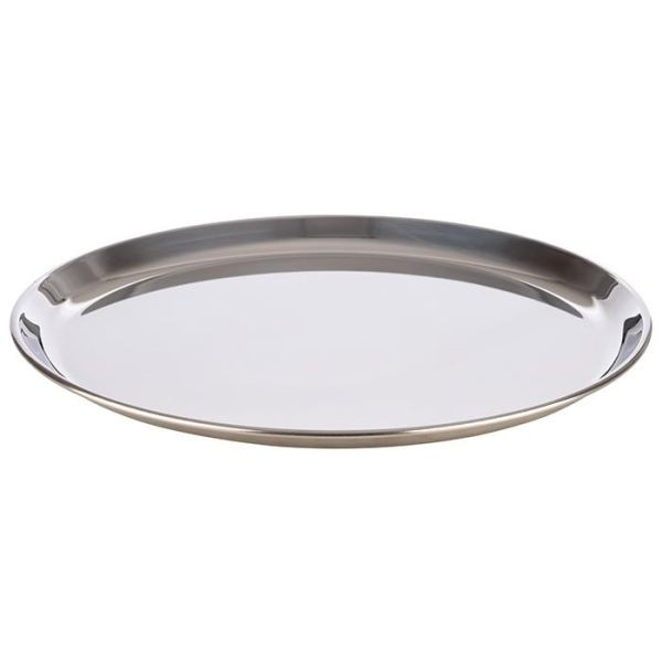 Plateau de service APS -KAFFEEHAUS-, Ø 27 cm, hauteur : 1,5 cm, acier inoxydable, poli, 30148