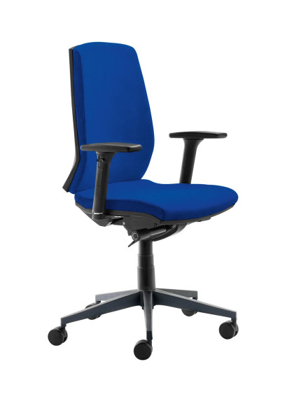 Chaise pivotante Mayer Sitzmöbel , dossier réglable en hauteur sur 7 positions, mécanisme synchrone, accoudoirs réglables en hauteur, bleu moyen, 2470_AV_26396