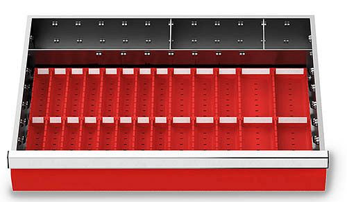Bedrunka+Hirth inserts de tiroir T500 R 24-16, pour hauteur de panneau 100 mm, 37 pièces, 168-130