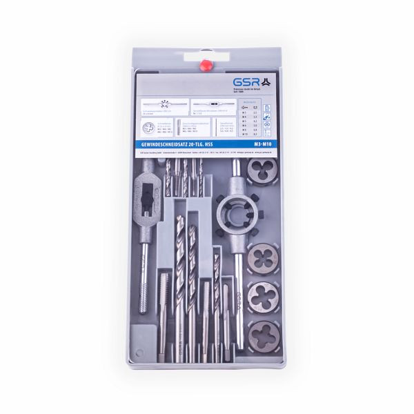 Assortiment de filetage GSR 20 pièces filetage métrique M3 - M12 HSS, 00706050