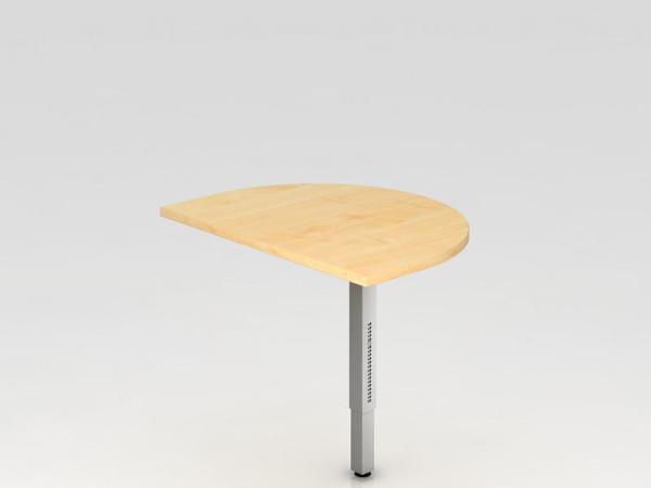 Table à rallonge Hammerbacher avec base de support, carrée 60x80cm érable/argent, arrondie pour fixation sur un bureau, VRA60/3/S