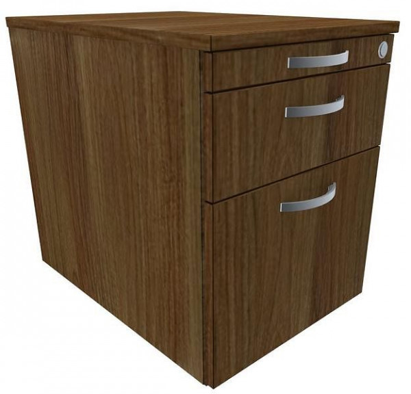 geramöbel conteneur mobile classeur suspendu et 1 tiroir en métal, guide de tiroir à roulettes en métal, 438x600x565, noyer/noyer, N-0206HR-NN