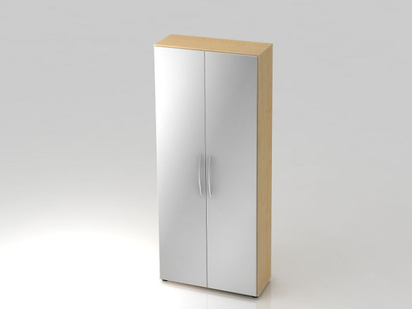 Armoire Hammerbacher 5OH 34, poignée incurvée profondeur 6 cm érable/argent, 80x34,6x188 cm (LxPxH), V4100/3/S/BM