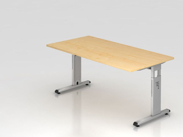 Bureau Hammerbacher pied C 160x80cm érable/argent, hauteur de travail 65-85 cm, VOS16/3/S